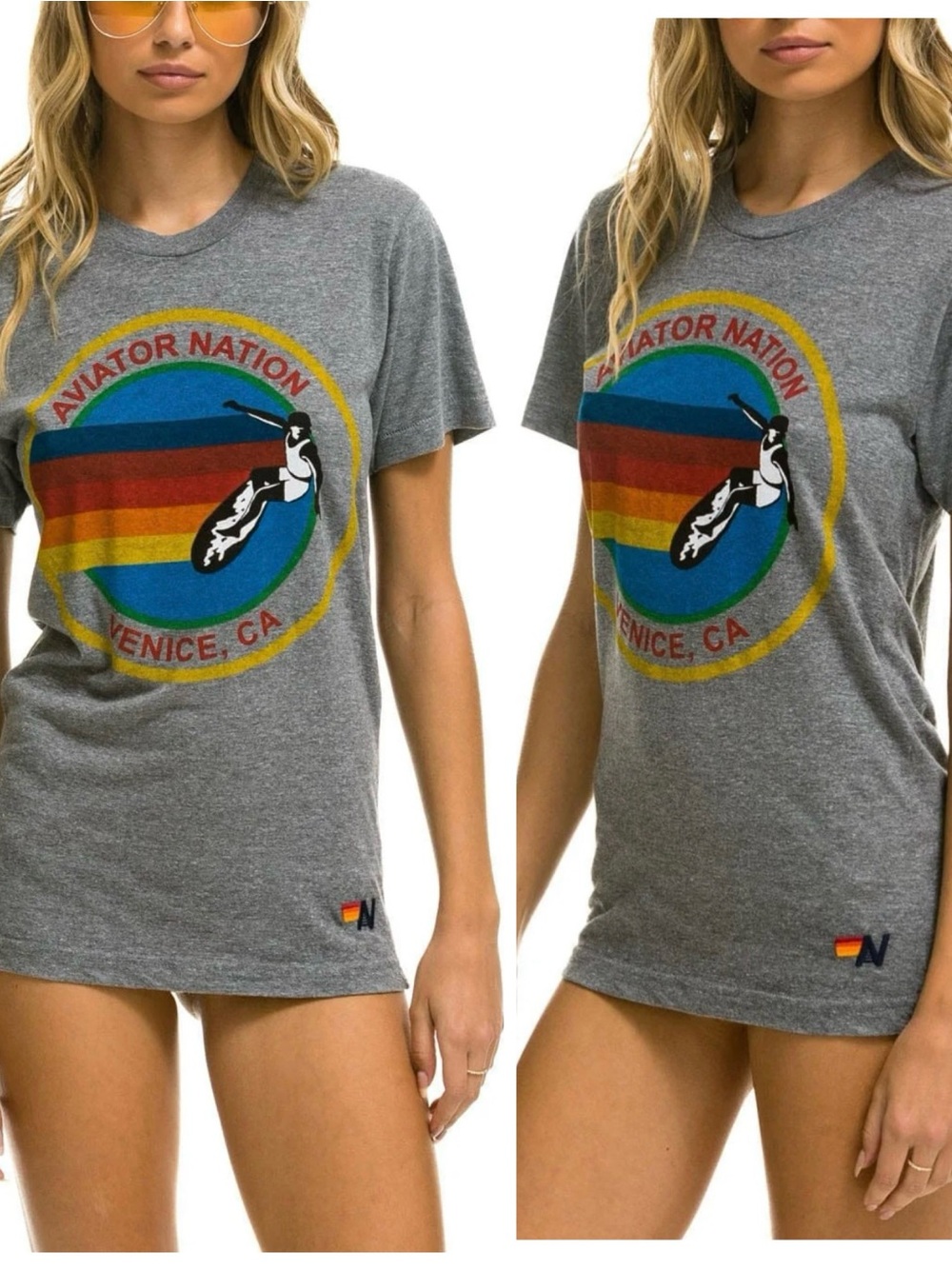 Aviator Nation Heather Gray Women's Retro Venice Logo Tee
